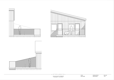 arkitekt ritning uteplats tak terrass elevation fasad